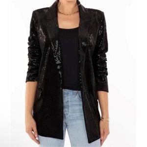 BISHOP + YOUNG Sequin Steal the Night Blazer Black Size M